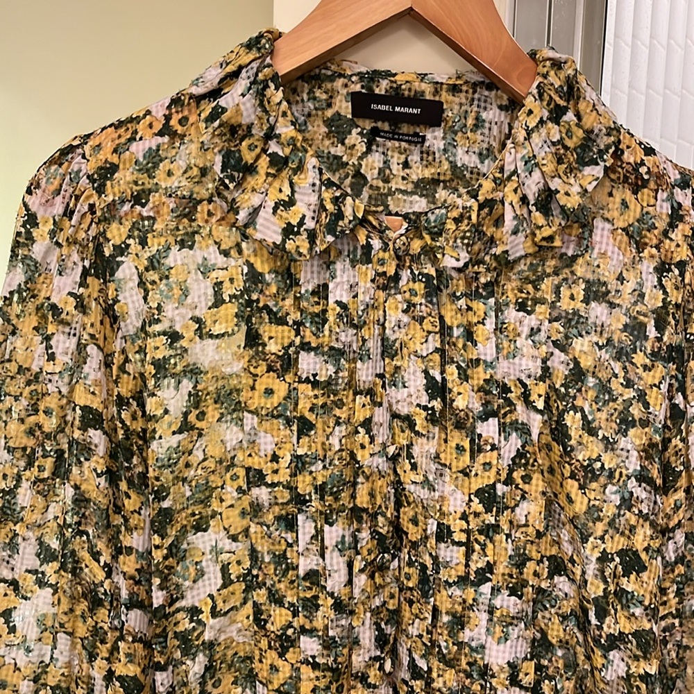 Isabel Marant yellow floral top - size 10 - silk blend - beautiful summer top - Picture 2 of 12